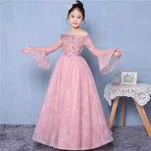 Load image into Gallery viewer, Autumn New Girls Children Fashion Shoulderless Wedding Dress Tulle Princess Birthday Dress Christmas Gown First Communion Dress