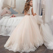 Load image into Gallery viewer, Christmas fancy flower girl dresses floor length sleeveless pink buttons put on Tulle ball gown for children 2-13 flashy new old
