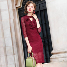 Load image into Gallery viewer, Solid Lace pencil dress Spring 2018 new Superior quality Office Lady Women Christmas Party Dress Plus Size Retro winter dresses