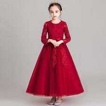 Load image into Gallery viewer, 2019Autumn Winter Luxury New Children Girls New Year Party Christmas Embroidery Flowers Fluffy Dress Birthday Wedding Party Wear