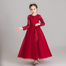 Load image into Gallery viewer, 2019Autumn Winter Luxury New Children Girls New Year Party Christmas Embroidery Flowers Fluffy Dress Birthday Wedding Party Wear