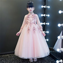 Load image into Gallery viewer, Baby Girl Cosplay Costume Birthday Wedding Ball Gown DressRed-Wine Pink Color Girls Children Christmas Party Long Lace Dresses