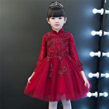 Load image into Gallery viewer, Baby Girl Cosplay Costume Birthday Wedding Ball Gown DressRed-Wine Pink Color Girls Children Christmas Party Long Lace Dresses