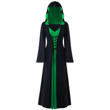 Load image into Gallery viewer, Hooded Halloween cosplay robe dresses Christmas Women's dress Plus Size Lace Up Patchwork Long Sleeve Dress Vestidos Verano #ZC