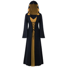 Load image into Gallery viewer, Hooded Halloween cosplay robe dresses Christmas Women's dress Plus Size Lace Up Patchwork Long Sleeve Dress Vestidos Verano #ZC