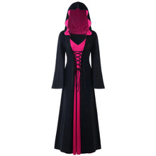Load image into Gallery viewer, Hooded Halloween cosplay robe dresses Christmas Women's dress Plus Size Lace Up Patchwork Long Sleeve Dress Vestidos Verano #ZC