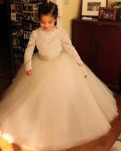 Load image into Gallery viewer, 2019 Ball Gown Flower Girls Dresses With Long Sleeves Lace with Sash Girls First Communion Dress Christmas Gown Size 2-16Y