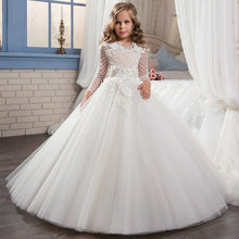 Load image into Gallery viewer, Fancy Flower Girl Party Dress Appliques Formal Christmas Ball Gowns Long Sleeve Pageant Dresses Holy First Communion Dresses
