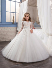 Load image into Gallery viewer, Fancy Flower Girl Party Dress Appliques Formal Christmas Ball Gowns Long Sleeve Pageant Dresses Holy First Communion Dresses