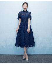Load image into Gallery viewer, 2019 Elegant Autumn Lace Dress for Wedding Bridesmaid Party Lovely Women Stand Slim Christmas Club Dresses Vestidos Swing Dress