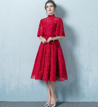 Load image into Gallery viewer, 2019 Elegant Autumn Lace Dress for Wedding Bridesmaid Party Lovely Women Stand Slim Christmas Club Dresses Vestidos Swing Dress