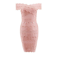 Load image into Gallery viewer, BANDAGE Pink Off Shoulder Women Bandage Dresses Hollow Out Bodycon Vestidos Celebrity Christmas Party Dress