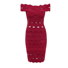 Load image into Gallery viewer, BANDAGE Pink Off Shoulder Women Bandage Dresses Hollow Out Bodycon Vestidos Celebrity Christmas Party Dress
