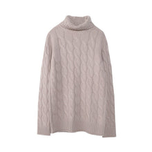 Load image into Gallery viewer, Women's Fall Winter Long Thick Denim Blue Grey Cashmere Sweater Women Ugly Christmas Turtleneck Sweater Female Cable Knit Jumper