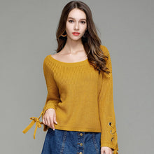 Load image into Gallery viewer, Hoffen 2017 Autum Winter Knitted Oversized Pullover Sweaters O-neck Flare Sleeve Soft Jumper Christmas Sweater Casual Pull Femme