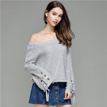 Load image into Gallery viewer, Hoffen 2017 Autum Winter Knitted Oversized Pullover Sweaters O-neck Flare Sleeve Soft Jumper Christmas Sweater Casual Pull Femme