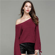 Load image into Gallery viewer, Hoffen 2017 Autum Winter Knitted Oversized Pullover Sweaters O-neck Flare Sleeve Soft Jumper Christmas Sweater Casual Pull Femme