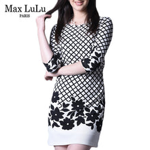 Load image into Gallery viewer, Max LuLu Autumn New Arrival 2017 Casual Fashion O-neck Slim Fit Women's Office Dress Print Plaid Christmas Dress Women Plus Size