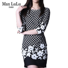 Load image into Gallery viewer, Max LuLu Autumn New Arrival 2017 Casual Fashion O-neck Slim Fit Women's Office Dress Print Plaid Christmas Dress Women Plus Size