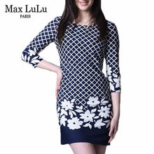 Load image into Gallery viewer, Max LuLu Autumn New Arrival 2017 Casual Fashion O-neck Slim Fit Women's Office Dress Print Plaid Christmas Dress Women Plus Size