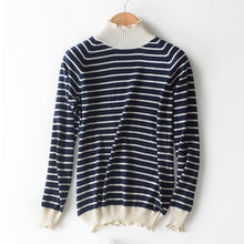 Load image into Gallery viewer, Female Long Striped Cashmere Sweater Women Half Turtleneck Knitted Christmas Sweaters And Pullovers Fashion Tops Warm Jumpers