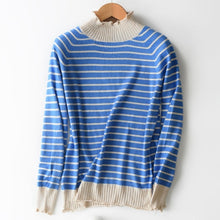 Load image into Gallery viewer, Female Long Striped Cashmere Sweater Women Half Turtleneck Knitted Christmas Sweaters And Pullovers Fashion Tops Warm Jumpers