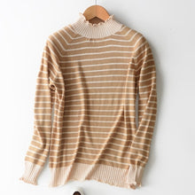 Load image into Gallery viewer, Female Long Striped Cashmere Sweater Women Half Turtleneck Knitted Christmas Sweaters And Pullovers Fashion Tops Warm Jumpers