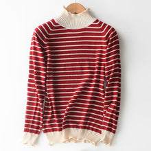 Load image into Gallery viewer, Female Long Striped Cashmere Sweater Women Half Turtleneck Knitted Christmas Sweaters And Pullovers Fashion Tops Warm Jumpers