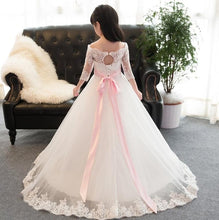 Load image into Gallery viewer, 2017 White Lace Ball Gown Flower Girl Dresses With Lace Edge Christmas Evening First communion Dresses Custom Make