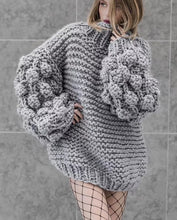 Load image into Gallery viewer, Warm Winter Sweater Women Loose Hand Knitted Sweaters Lantern Sleeve Bohemian Pullover Thick Christmas Sweater Jumper Kerst Trui