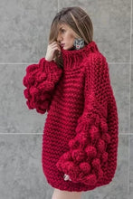 Load image into Gallery viewer, Warm Winter Sweater Women Loose Hand Knitted Sweaters Lantern Sleeve Bohemian Pullover Thick Christmas Sweater Jumper Kerst Trui