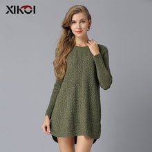 Load image into Gallery viewer, XIKOI Christmas Sweaters Women Knitted Pullovers Pull Femme Long Casaco Feminino Jumper Solid Female Knitting Sweater Dress