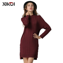 Load image into Gallery viewer, XIKOI Christmas Knitting Winter Sweater Casual Jumper Turtlenect Long Sleeve Pullovers Soild Women Casual Knitted Sweaters Dress