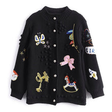Load image into Gallery viewer, Autumn Winter Women Cardigans Sweaters Luxury Brand Design Knitted Christmas Sweater High Quality Cartoon Embroidery Cardigans