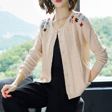 Load image into Gallery viewer, Women Open Stitch Knit O-neck christmas soft Sweater Cardigans Loose elegant lady yellow/red tricot Cardigan Top female