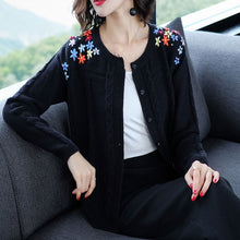 Load image into Gallery viewer, Women Open Stitch Knit O-neck christmas soft Sweater Cardigans Loose elegant lady yellow/red tricot Cardigan Top female