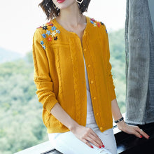 Load image into Gallery viewer, Women Open Stitch Knit O-neck christmas soft Sweater Cardigans Loose elegant lady yellow/red tricot Cardigan Top female