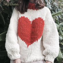 Load image into Gallery viewer, Self Duna Autumn Winter Half Turtleneck Sweater Pullover Warm Knitting Christmas Jumper Love Black White Women Knitted Sweater