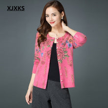 Load image into Gallery viewer, XJXKS High Quality Autumn Knitted Sweater Plus Size Winter Clothes Women Fashion Print Flower Cashmere Christmas Sweater Coat