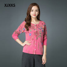 Load image into Gallery viewer, XJXKS High Quality Autumn Knitted Sweater Plus Size Winter Clothes Women Fashion Print Flower Cashmere Christmas Sweater Coat