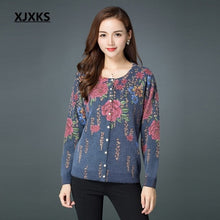 Load image into Gallery viewer, XJXKS High Quality Autumn Knitted Sweater Plus Size Winter Clothes Women Fashion Print Flower Cashmere Christmas Sweater Coat