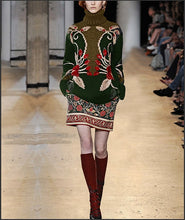 Load image into Gallery viewer, 2018 Runway Christmas Sweater Skirt Set Wool Mixed Knitted Florals Jacquard Two Piece Set Casual Winter Women's Sets SO5775