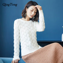 Load image into Gallery viewer, Fluffy Cashmere White Christmas Sweater For Women Knitted Fashion Warm Jacket Long Sleeve Jersey Clothing 2018 High Quality
