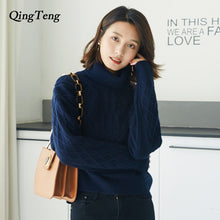 Load image into Gallery viewer, Christmas Sweater Women Winter Cashmere Cable Knit Jumper Pullover Female High Quality Knitting Brand Wool Thick Turtleneck