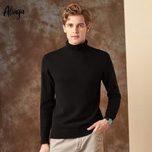 Load image into Gallery viewer, 100% Black Goat Cashmere Christmas Sweater Men Brand Autumn Winter Knitted Jumper Sweater Cashmere Turtleneck Man's Plus Size