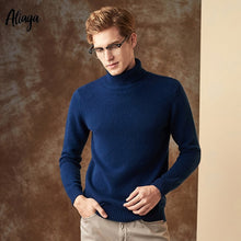 Load image into Gallery viewer, 100% Black Goat Cashmere Christmas Sweater Men Brand Autumn Winter Knitted Jumper Sweater Cashmere Turtleneck Man's Plus Size