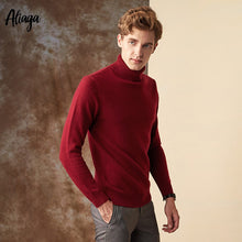 Load image into Gallery viewer, 100% Black Goat Cashmere Christmas Sweater Men Brand Autumn Winter Knitted Jumper Sweater Cashmere Turtleneck Man's Plus Size
